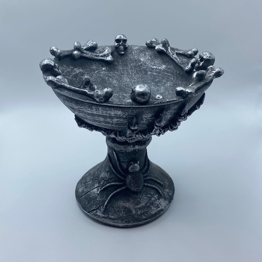 Halloween decorative skulls bones and spider chalice